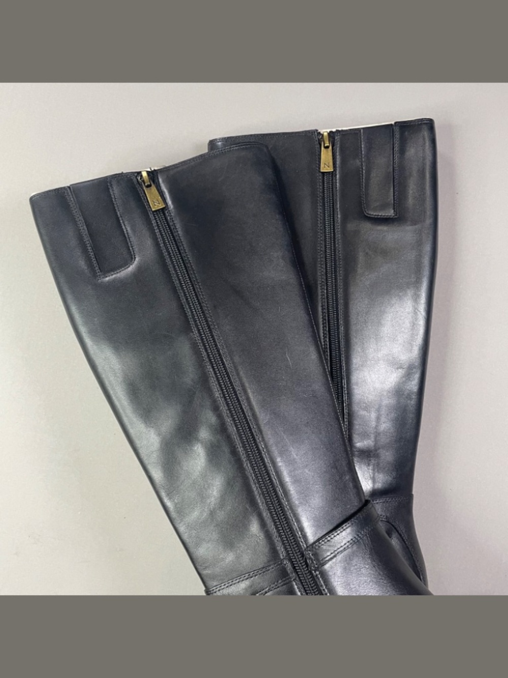 NEW Naturalizer Shoes Womens 8 black leather sterling knee boots heels moto - Picture 7 of 13